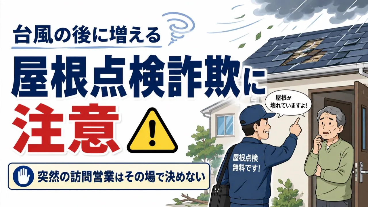 台風後に増える屋根点検詐欺への注意喚起