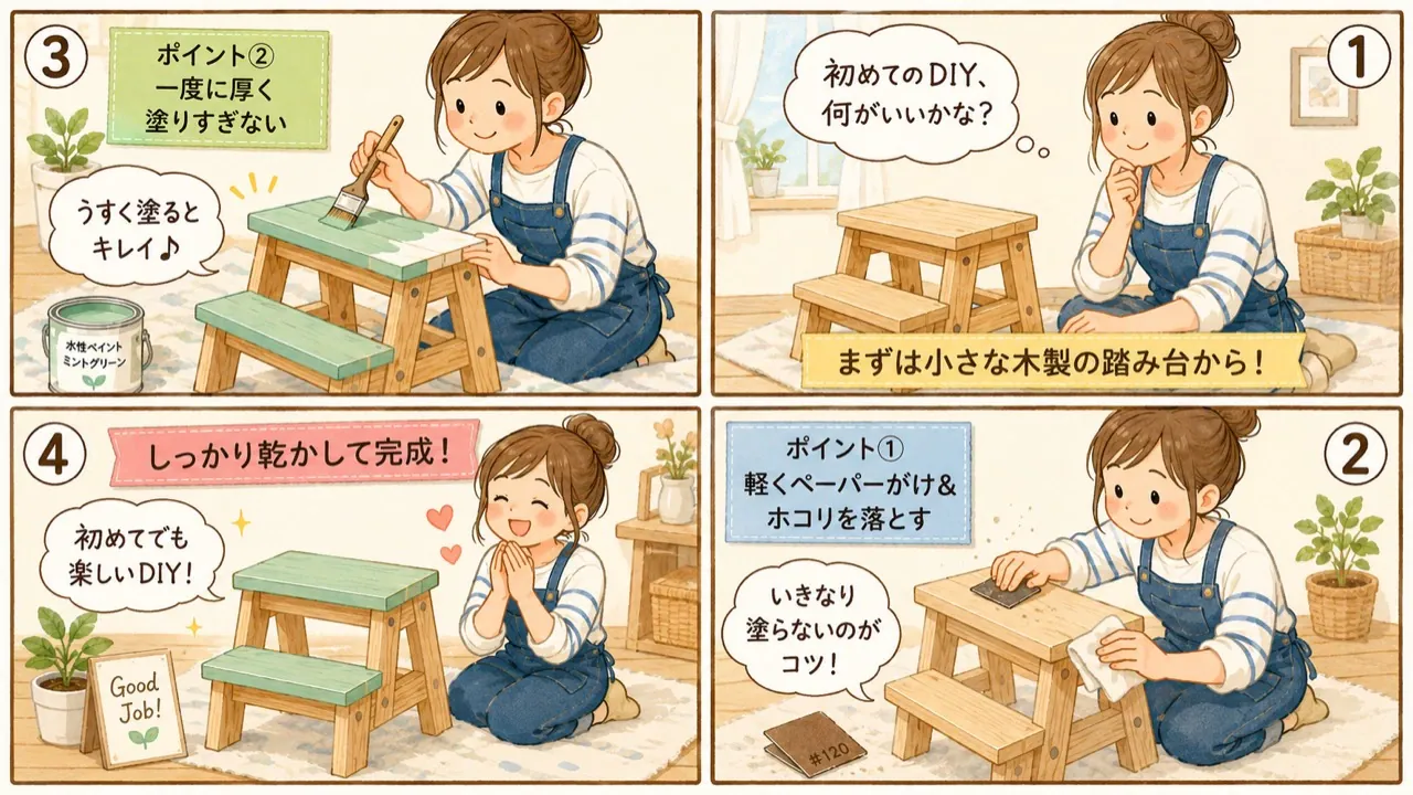 木製踏み台を使った初めてのDIY手順