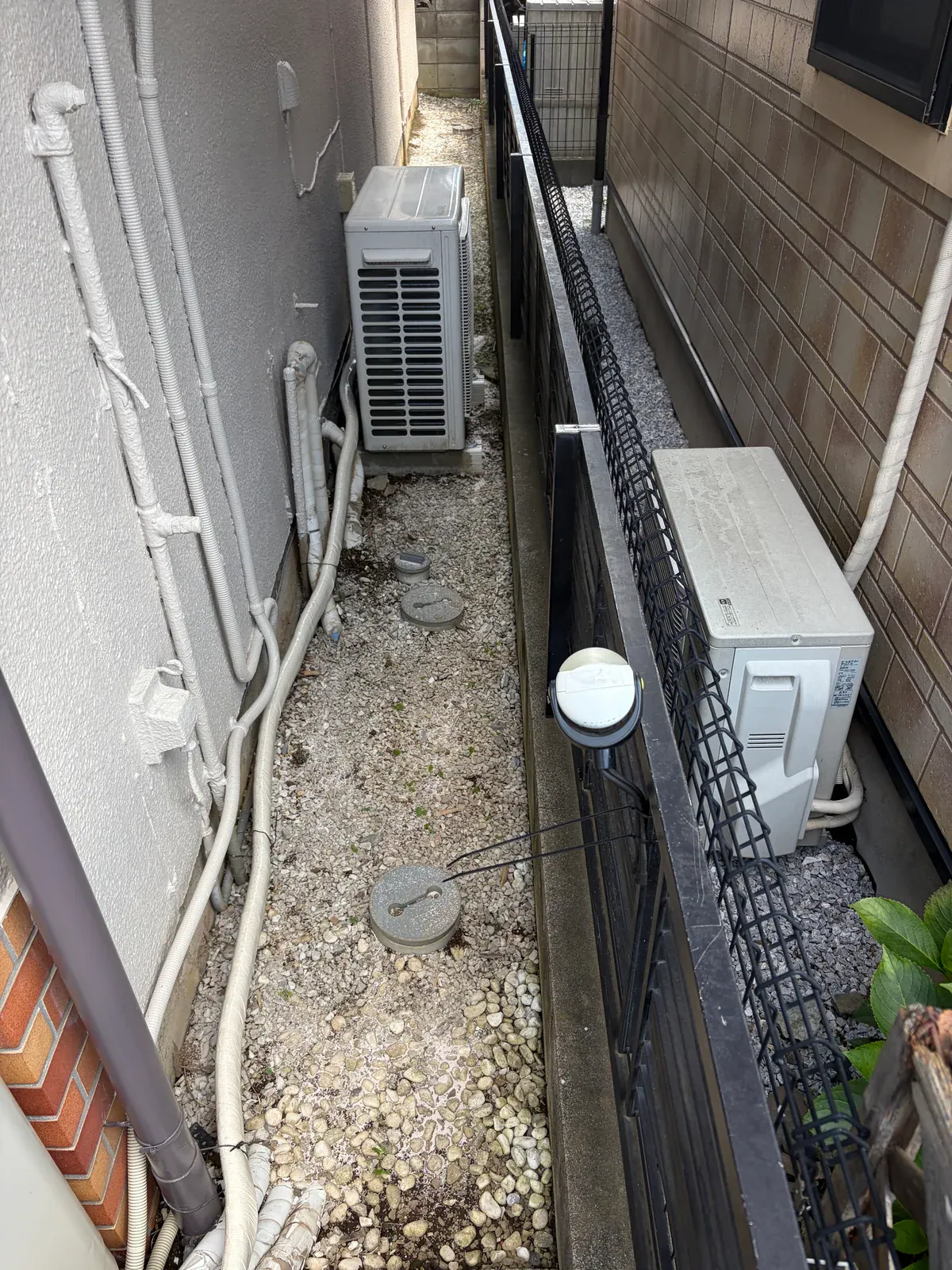 除草剤散布後の建物まわり
